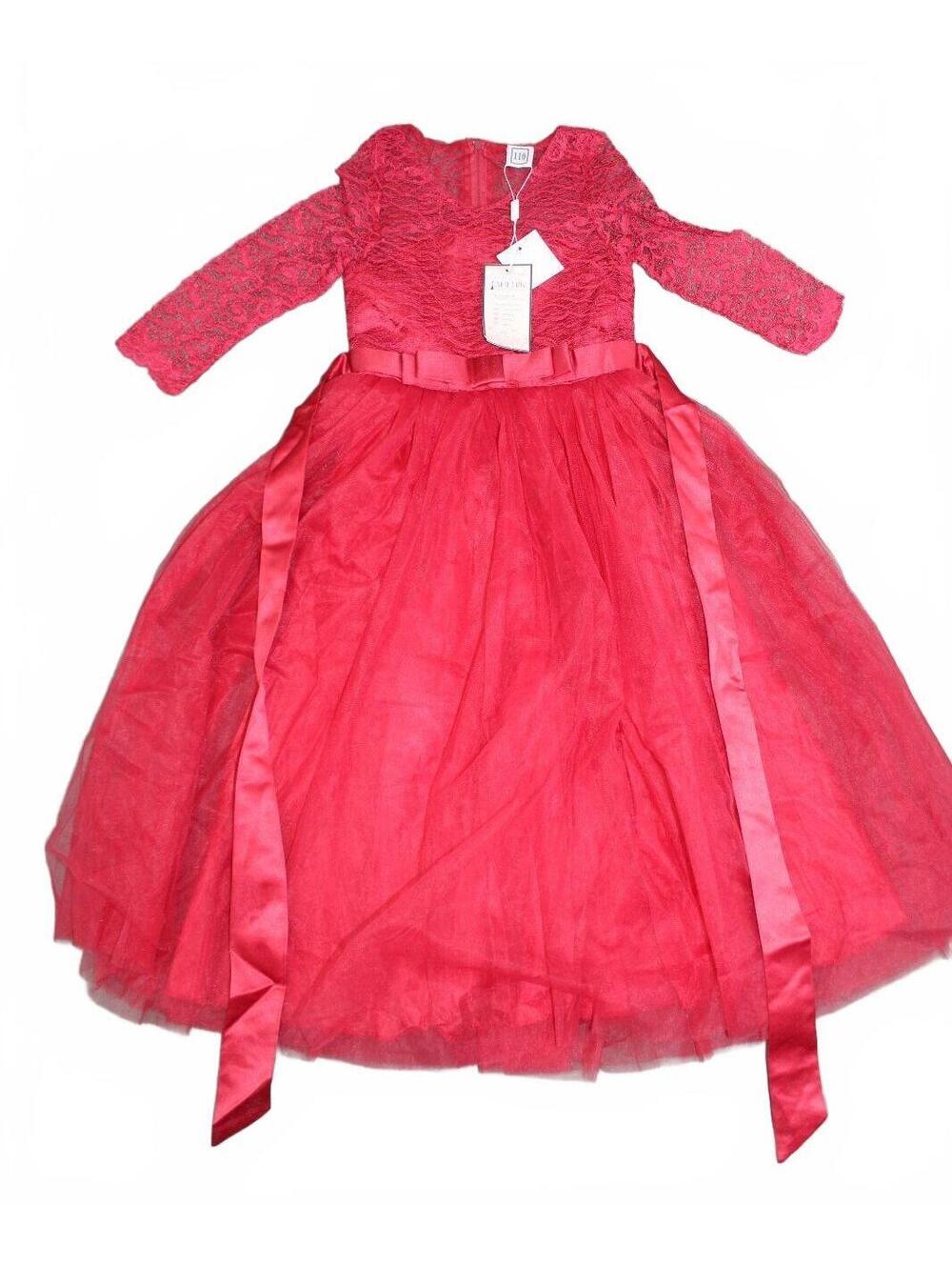 Girls Red Lace Tulle Party Dress Age 2-3 Year Old